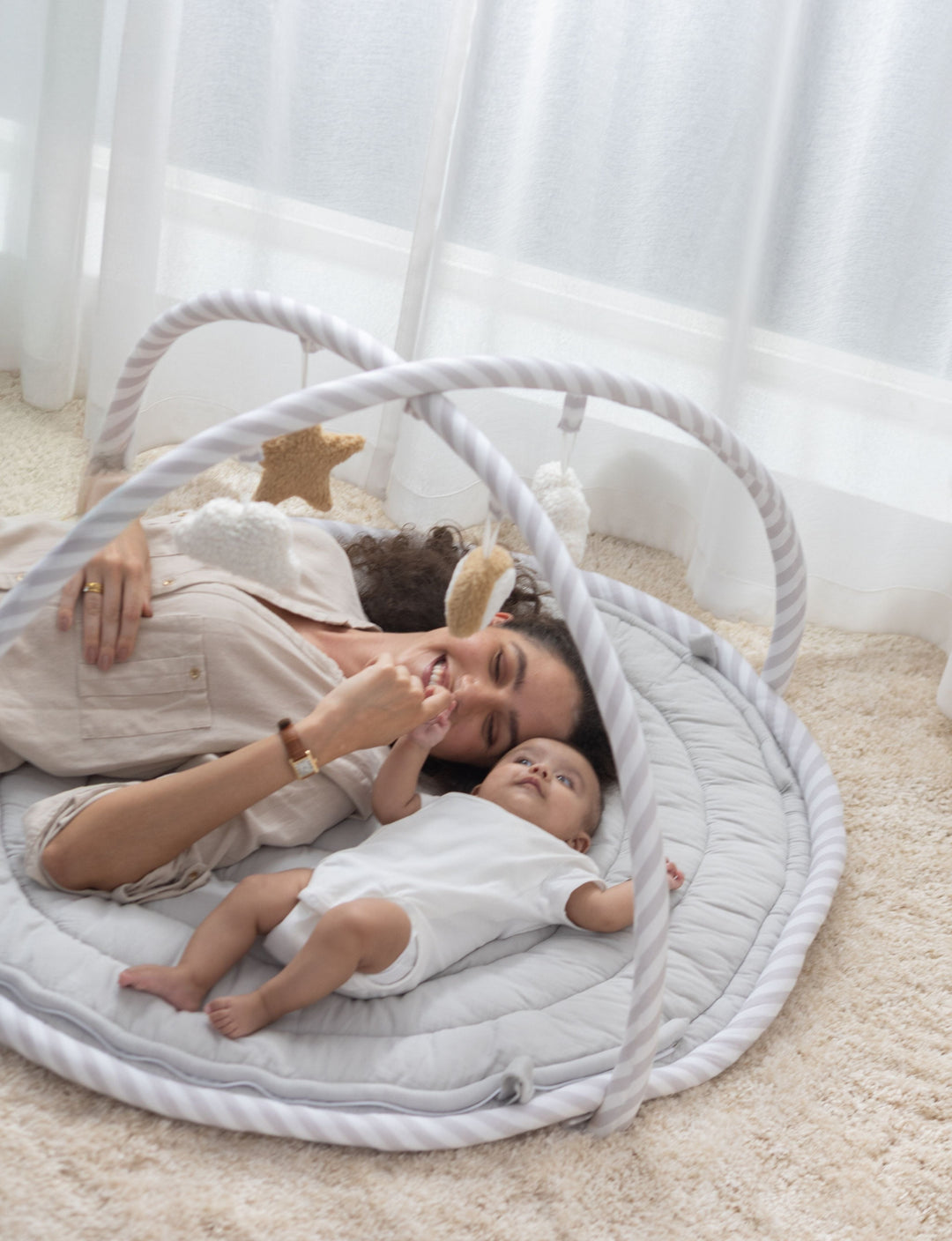 Baby Jalebi Island Play Mat with Bumper Set – GREY - The Complete Dream Team
